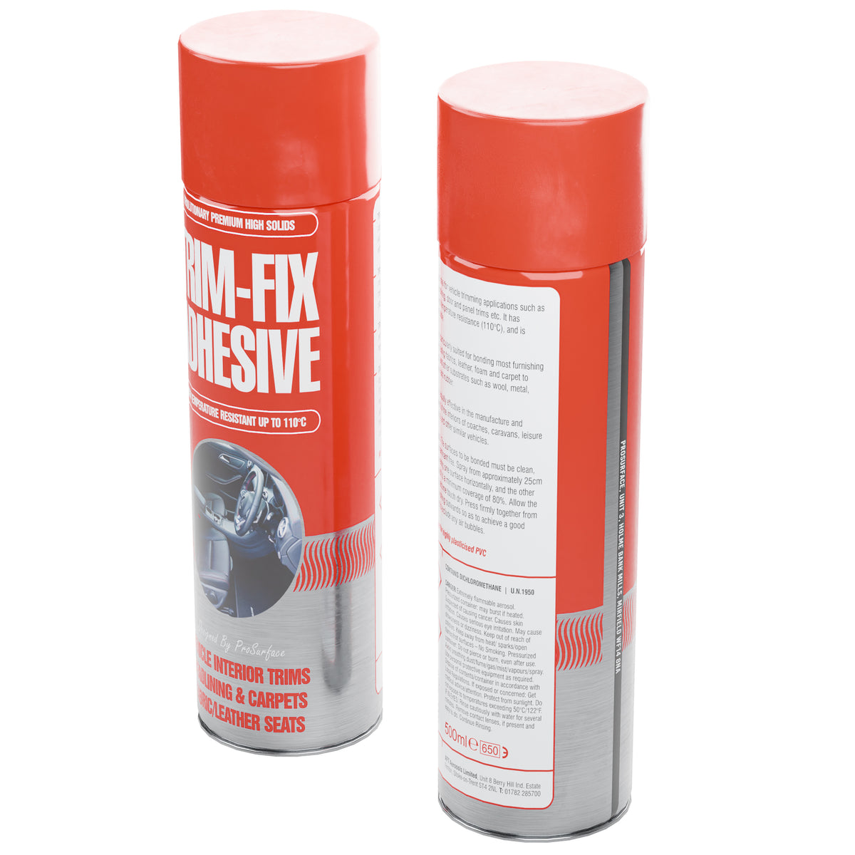 Trim Fix Heavy Duty High Temperature Adhesive Spray Glue 500ml Carpet/Fabric/Van