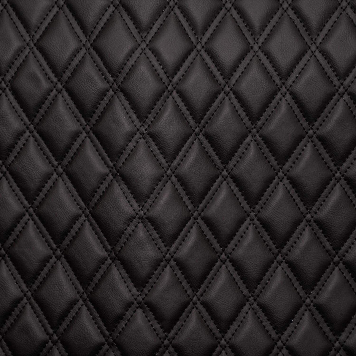 Diamond Quilted Padded Faux Leather Upholstery Fabric - Black Stitch ...