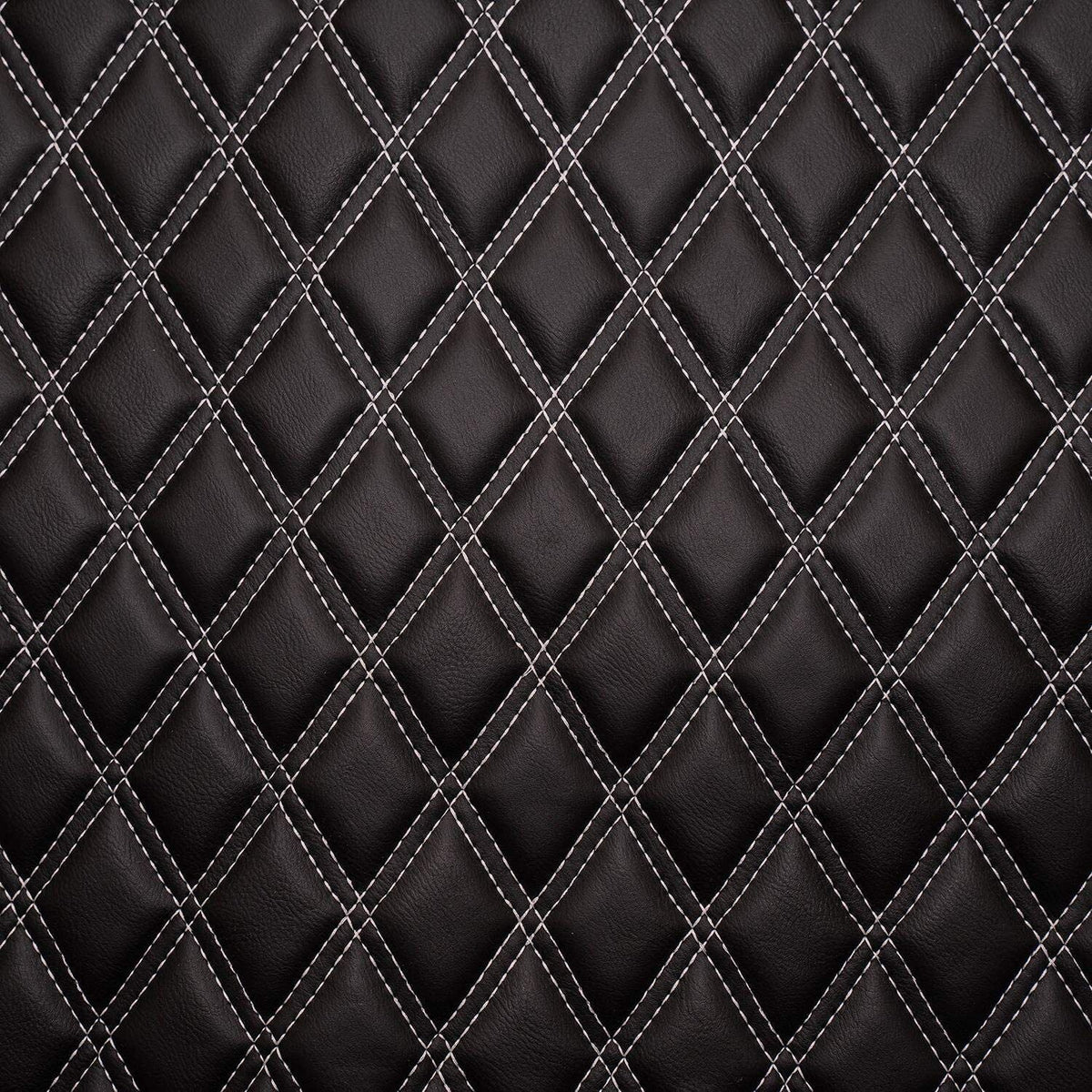 Diamond Quilted Padded Faux Leather Upholstery Fabric - Silver Stitch ...